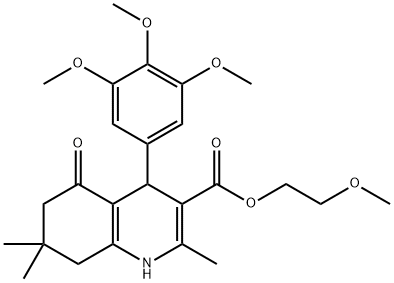 2-(methyloxy)ethyl 2,7,7-trimethyl-5-oxo-4-[3,4,5-tris(methyloxy)phenyl]-1,4,5,6,7,8-hexahydroquinoline-3-carboxylate Struktur