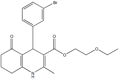 2-(ethyloxy)ethyl 4-(3-bromophenyl)-2-methyl-5-oxo-1,4,5,6,7,8-hexahydroquinoline-3-carboxylate Struktur