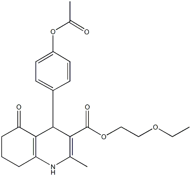 2-(ethyloxy)ethyl 4-[4-(acetyloxy)phenyl]-2-methyl-5-oxo-1,4,5,6,7,8-hexahydroquinoline-3-carboxylate Struktur