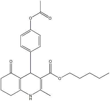 pentyl 4-[4-(acetyloxy)phenyl]-2-methyl-5-oxo-1,4,5,6,7,8-hexahydroquinoline-3-carboxylate Struktur