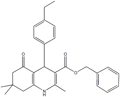 benzyl 4-(4-ethylphenyl)-2,7,7-trimethyl-5-oxo-1,4,5,6,7,8-hexahydro-3-quinolinecarboxylate Struktur