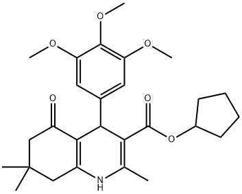 cyclopentyl 2,7,7-trimethyl-5-oxo-4-[3,4,5-tris(methyloxy)phenyl]-1,4,5,6,7,8-hexahydroquinoline-3-carboxylate Struktur