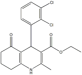 ethyl 4-(2,3-dichlorophenyl)-2-methyl-5-oxo-1,4,5,6,7,8-hexahydroquinoline-3-carboxylate Struktur