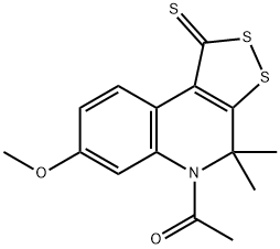 5-acetyl-7-methoxy-4,4-dimethyl-4,5-dihydro-1H-[1,2]dithiolo[3,4-c]quinoline-1-thione Struktur