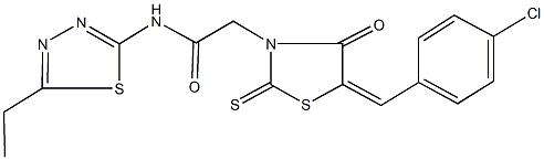 2-[5-(4-chlorobenzylidene)-4-oxo-2-thioxo-1,3-thiazolidin-3-yl]-N-(5-ethyl-1,3,4-thiadiazol-2-yl)acetamide Struktur