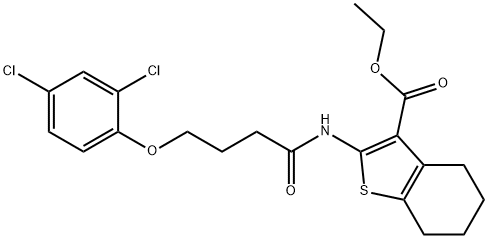 ethyl 2-{[4-(2,4-dichlorophenoxy)butanoyl]amino}-4,5,6,7-tetrahydro-1-benzothiophene-3-carboxylate Struktur