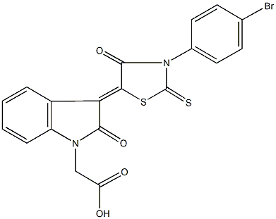 {3-[3-(4-bromophenyl)-4-oxo-2-thioxo-1,3-thiazolidin-5-ylidene]-2-oxo-2,3-dihydro-1H-indol-1-yl}acetic acid Struktur