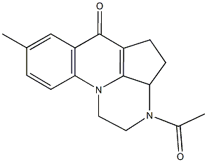 3-acetyl-8-methyl-1,2,3,3a,4,5-hexahydro-6H-3,10b-diazaacephenanthrylen-6-one Struktur