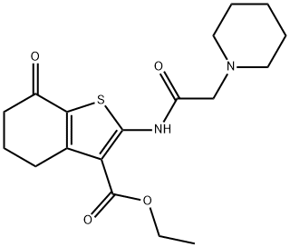 ethyl 7-oxo-2-[(1-piperidinylacetyl)amino]-4,5,6,7-tetrahydro-1-benzothiophene-3-carboxylate Struktur