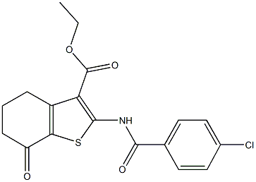 ethyl 2-[(4-chlorobenzoyl)amino]-7-oxo-4,5,6,7-tetrahydro-1-benzothiophene-3-carboxylate Struktur