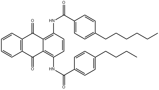 N-{4-[(4-butylbenzoyl)amino]-9,10-dioxo-9,10-dihydro-1-anthracenyl}-4-hexylbenzamide Struktur