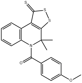 5-(4-methoxybenzoyl)-4,4-dimethyl-4,5-dihydro-1H-[1,2]dithiolo[3,4-c]quinoline-1-thione Struktur