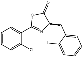 2-(2-chlorophenyl)-4-(2-iodobenzylidene)-1,3-oxazol-5(4H)-one Struktur