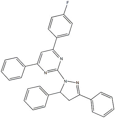 2-(3,5-diphenyl-4,5-dihydro-1H-pyrazol-1-yl)-4-(4-fluorophenyl)-6-phenylpyrimidine Struktur