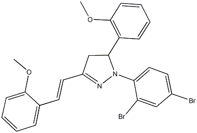 1-(2,4-dibromophenyl)-5-(2-methoxyphenyl)-3-[2-(2-methoxyphenyl)vinyl]-4,5-dihydro-1H-pyrazole Struktur