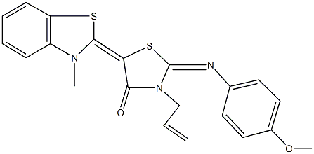 3-allyl-2-[(4-methoxyphenyl)imino]-5-(3-methyl-1,3-benzothiazol-2(3H)-ylidene)-1,3-thiazolidin-4-one Struktur