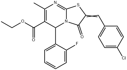 ethyl 2-(4-chlorobenzylidene)-5-(2-fluorophenyl)-7-methyl-3-oxo-2,3-dihydro-5H-[1,3]thiazolo[3,2-a]pyrimidine-6-carboxylate Struktur