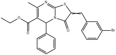 ethyl 2-(3-bromobenzylidene)-7-methyl-3-oxo-5-phenyl-2,3-dihydro-5H-[1,3]thiazolo[3,2-a]pyrimidine-6-carboxylate Struktur