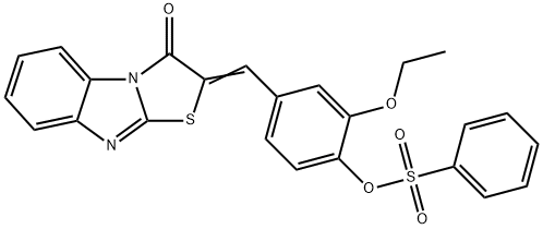 2-ethoxy-4-[(3-oxo[1,3]thiazolo[3,2-a]benzimidazol-2(3H)-ylidene)methyl]phenyl benzenesulfonate Struktur