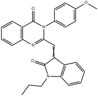 3-(4-methoxyphenyl)-2-[(2-oxo-1-propyl-1,2-dihydro-3H-indol-3-ylidene)methyl]-4(3H)-quinazolinone Struktur