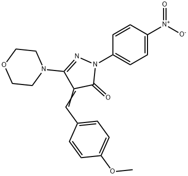 2-{4-nitrophenyl}-4-(4-methoxybenzylidene)-5-(4-morpholinyl)-2,4-dihydro-3H-pyrazol-3-one Struktur