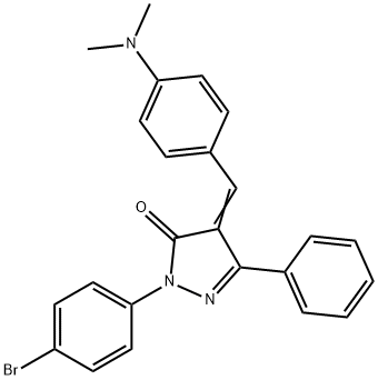 2-(4-bromophenyl)-4-[4-(dimethylamino)benzylidene]-5-phenyl-2,4-dihydro-3H-pyrazol-3-one Struktur