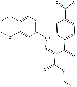 ethyl 2-(2,3-dihydro-1,4-benzodioxin-6-ylhydrazono)-3-{4-nitrophenyl}-3-oxopropanoate Struktur