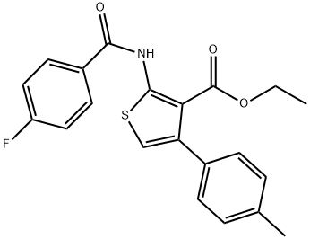 ethyl 2-[(4-fluorobenzoyl)amino]-4-(4-methylphenyl)-3-thiophenecarboxylate Struktur