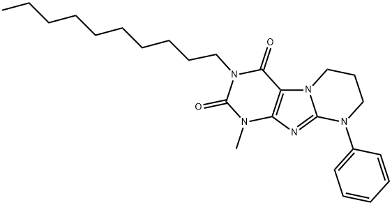 3-decyl-1-methyl-9-phenyl-6,7,8,9-tetrahydropyrimido[2,1-f]purine-2,4(1H,3H)-dione Struktur