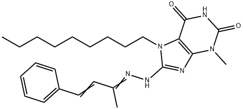 3-methyl-8-[2-(1-methyl-3-phenyl-2-propenylidene)hydrazino]-7-nonyl-3,7-dihydro-1H-purine-2,6-dione Struktur