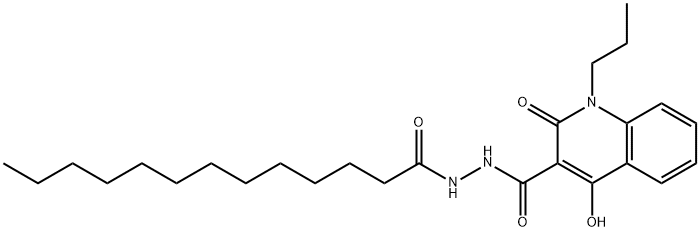 4-hydroxy-2-oxo-1-propyl-N'-tridecanoyl-1,2-dihydroquinoline-3-carbohydrazide Struktur