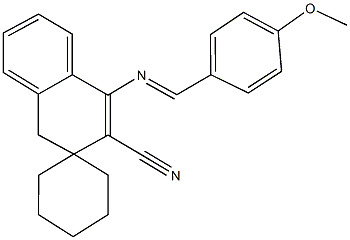 1-{[(4-methoxyphenyl)methylidene]amino}-3,4-dihydrospiro[naphthalene-3,1'-cyclohexane]-2-carbonitrile Struktur