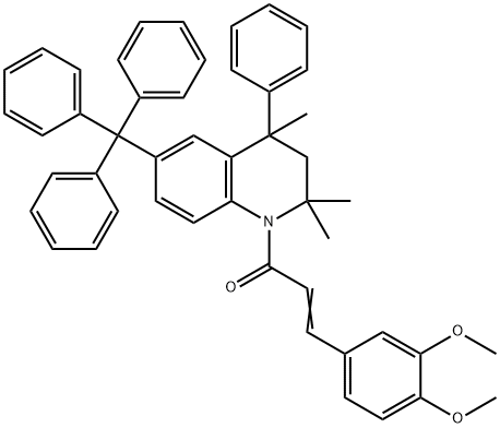 1-[3-(3,4-dimethoxyphenyl)acryloyl]-2,2,4-trimethyl-4-phenyl-6-trityl-1,2,3,4-tetrahydroquinoline Struktur