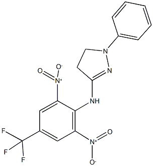 3-[2,6-bisnitro-4-(trifluoromethyl)anilino]-1-phenyl-4,5-dihydro-1H-pyrazole Struktur