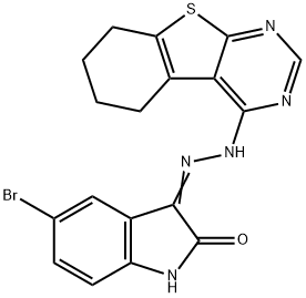 5-bromo-1H-indole-2,3-dione 3-(5,6,7,8-tetrahydro[1]benzothieno[2,3-d]pyrimidin-4-ylhydrazone) Struktur