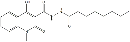 4-hydroxy-1-methyl-N'-octanoyl-2-oxo-1,2-dihydroquinoline-3-carbohydrazide Struktur