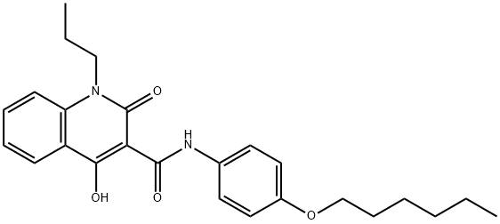 N-[4-(hexyloxy)phenyl]-4-hydroxy-2-oxo-1-propyl-1,2-dihydro-3-quinolinecarboxamide Struktur