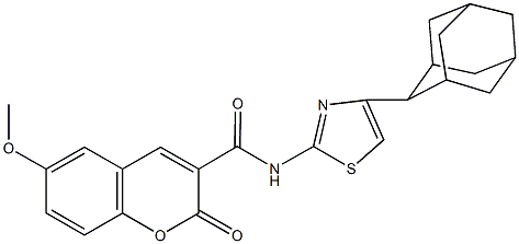 N-[4-(2-adamantyl)-1,3-thiazol-2-yl]-6-methoxy-2-oxo-2H-chromene-3-carboxamide Struktur