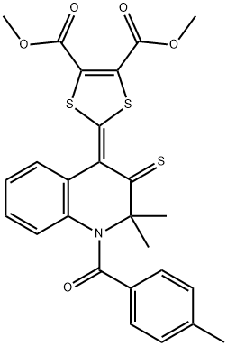 dimethyl 2-(2,2-dimethyl-1-(4-methylbenzoyl)-3-thioxo-2,3-dihydro-4(1H)-quinolinylidene)-1,3-dithiole-4,5-dicarboxylate Struktur