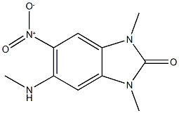 5-nitro-1,3-dimethyl-6-(methylamino)-1,3-dihydro-2H-benzimidazol-2-one Struktur