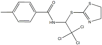 4-methyl-N-[2,2,2-trichloro-1-(4,5-dihydro-1,3-thiazol-2-ylsulfanyl)ethyl]benzamide Struktur