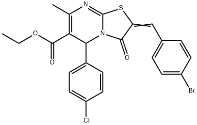 ethyl 2-(4-bromobenzylidene)-5-(4-chlorophenyl)-7-methyl-3-oxo-2,3-dihydro-5H-[1,3]thiazolo[3,2-a]pyrimidine-6-carboxylate Struktur