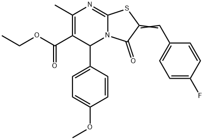 ethyl 2-(4-fluorobenzylidene)-5-(4-methoxyphenyl)-7-methyl-3-oxo-2,3-dihydro-5H-[1,3]thiazolo[3,2-a]pyrimidine-6-carboxylate Struktur