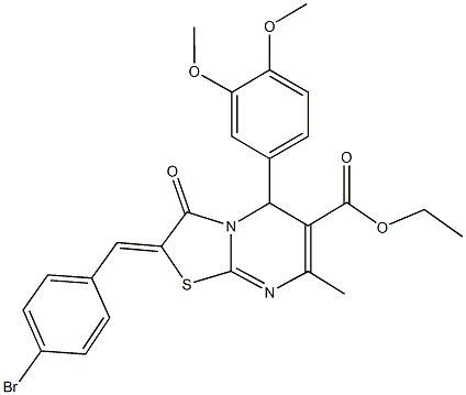 ethyl 2-(4-bromobenzylidene)-5-(3,4-dimethoxyphenyl)-7-methyl-3-oxo-2,3-dihydro-5H-[1,3]thiazolo[3,2-a]pyrimidine-6-carboxylate Struktur