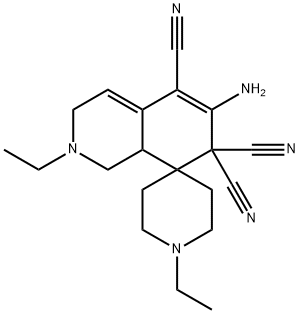 6-amino-1',2-diethyl-2,3,8,8a-tetrahydrospiro[isoquinoline-8,4'-piperidine]-5,7,7(1H)-tricarbonitrile Struktur