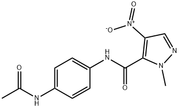 N-[4-(acetylamino)phenyl]-4-nitro-1-methyl-1H-pyrazole-5-carboxamide Struktur