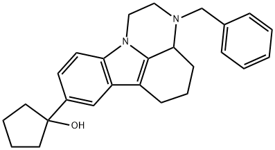 1-(3-benzyl-2,3,3a,4,5,6-hexahydro-1H-pyrazino[3,2,1-jk]carbazol-8-yl)cyclopentanol Struktur