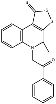 2-(4,4-dimethyl-1-thioxo-1,4-dihydro-5H-[1,2]dithiolo[3,4-c]quinolin-5-yl)-1-phenylethanone Struktur