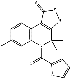 4,4,7-trimethyl-5-(2-thienylcarbonyl)-4,5-dihydro-1H-[1,2]dithiolo[3,4-c]quinoline-1-thione Struktur