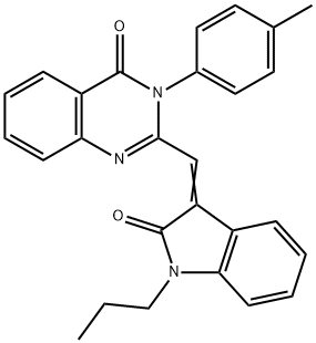 3-(4-methylphenyl)-2-[(2-oxo-1-propyl-1,2-dihydro-3H-indol-3-ylidene)methyl]-4(3H)-quinazolinone Struktur